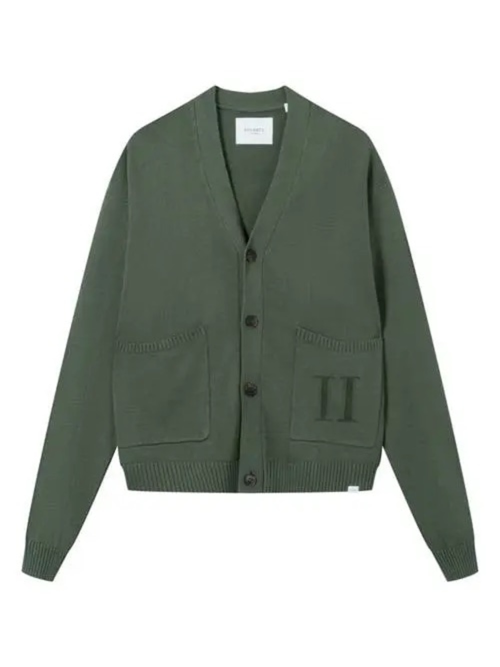 LES DEUX Forrest Green Linen & Organic Cotton Cardigan Size L Preppy Chunky